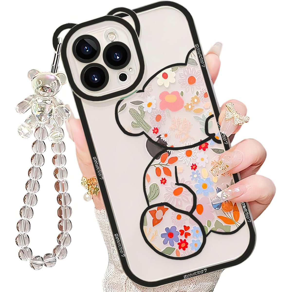 IAIYOXI 3D Cute Cartoon Bear Phone Case for iPhone 13 - Fashionable and Stylish - Funny Pink Bear Design - Soft TPU Protective Case - Kawaii Silicone Cover for Women, Girls, and Kids