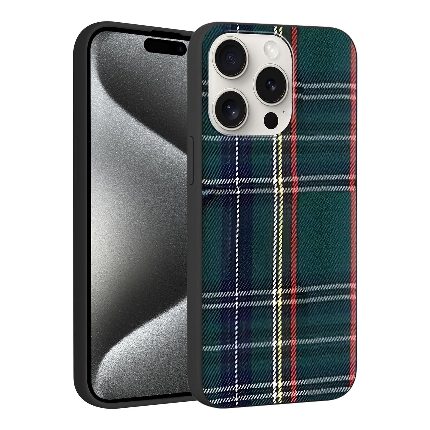Merry Christmas Plaid Checkered Phone Case for iPhone 11 6.1", Cute Xmas Case Red Grey Scottish Tartan Grid Stripe Pattern Design Cover Shockproof Soft Silicone Protective Funda for Girl Women