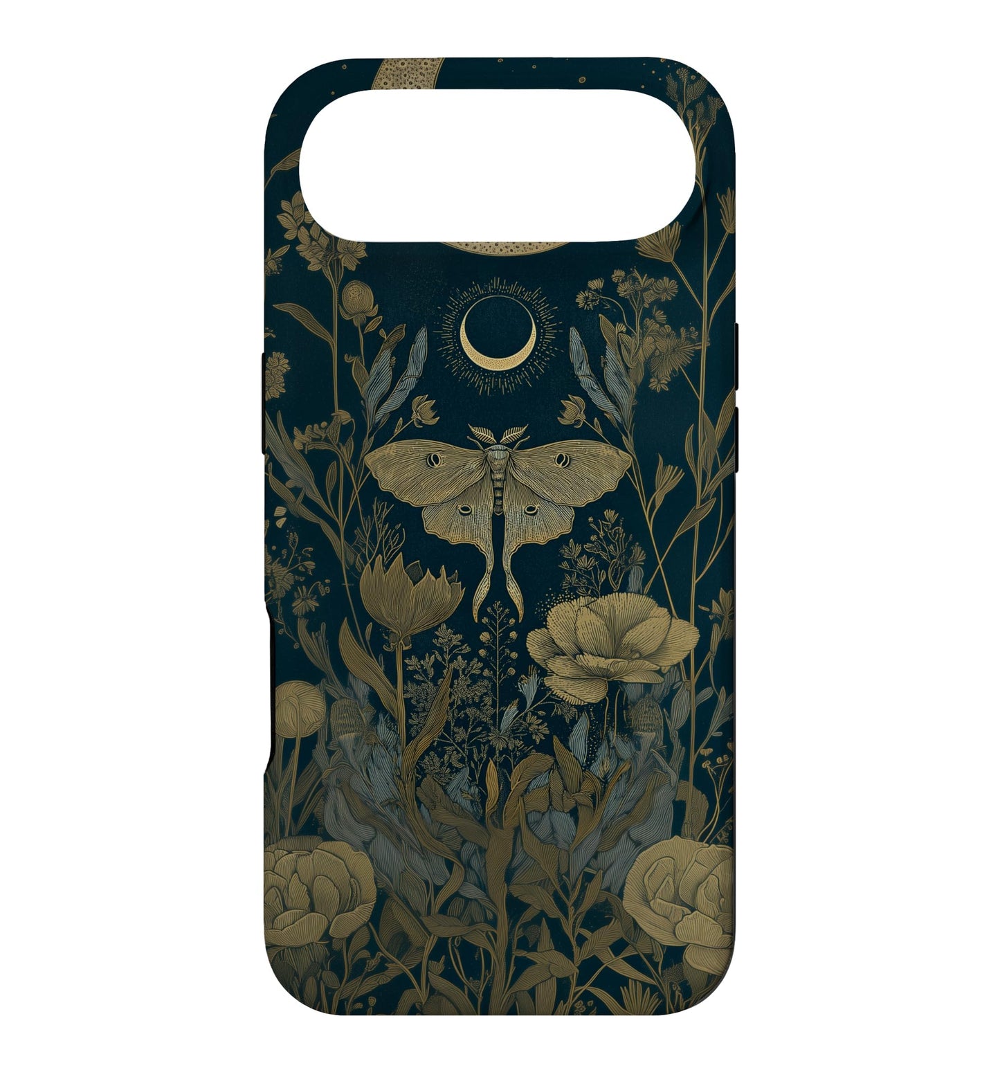 Luna Moth Wildflower Plant Pattern Sage Green Celestial Case for iPhone 13