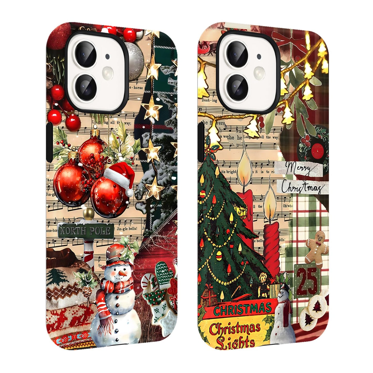 2 Pack Merry Christmas Tree Phone Case for iPhone 13 / iPhone 14 Case 6.1", Cute Xmas Snowflake Pattern Design Phone Cover Hard PC Shockproof Soft TPU Matte Protection Funda for Girls Women