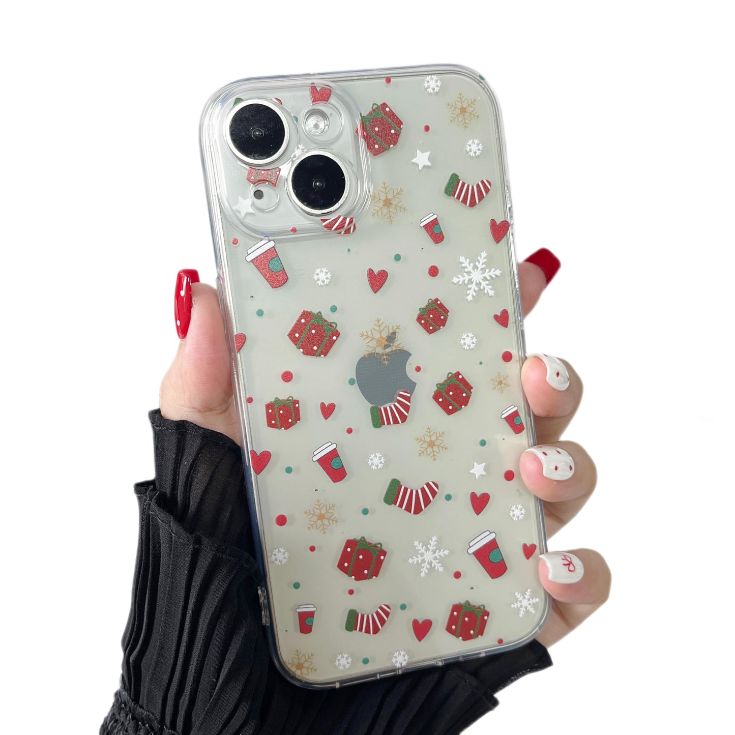 ZTOFERA Christmas Phone Case for iPhone 12 6.1 inch,Clear Cute Merry Christmas Pattern Phone Case Gifts Transparent Hard PC +TPU Bumper Shockproof Protective Cover-Gingerbread Man