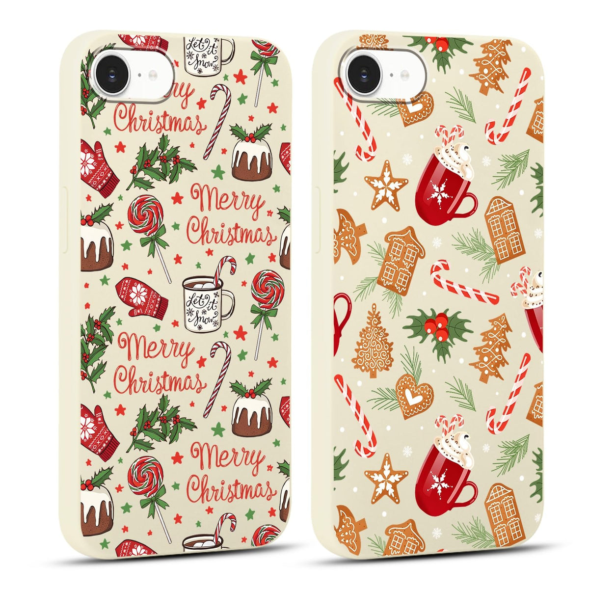 2 Pack Merry Christmas Phone Case for iPhone 16 6.1", Cute Xmas Christmas Tree Pattern Case with Candy Design Christmas Decorations Gifts Shockproof Soft Silicone Cover for Girl Women