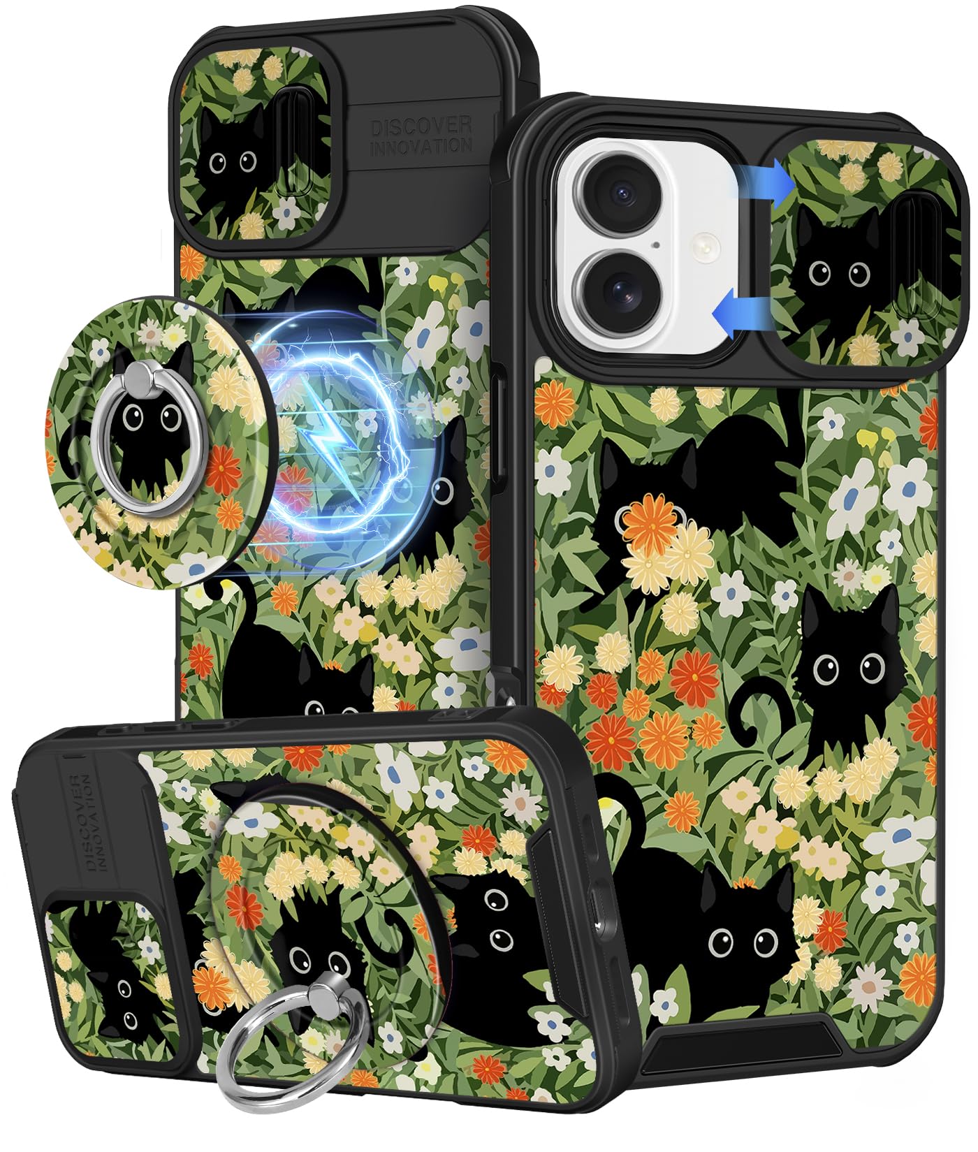 Buleens for iPhone 17 Pro Max Case 6.9 Inch - with Ring Stand & Camera Cover Aesthetic Cute Designed for Women Girls Girly Cartoon Kawaii Dogs Phone Case for iPhone 17 Pro Max Compatible with Magsafe