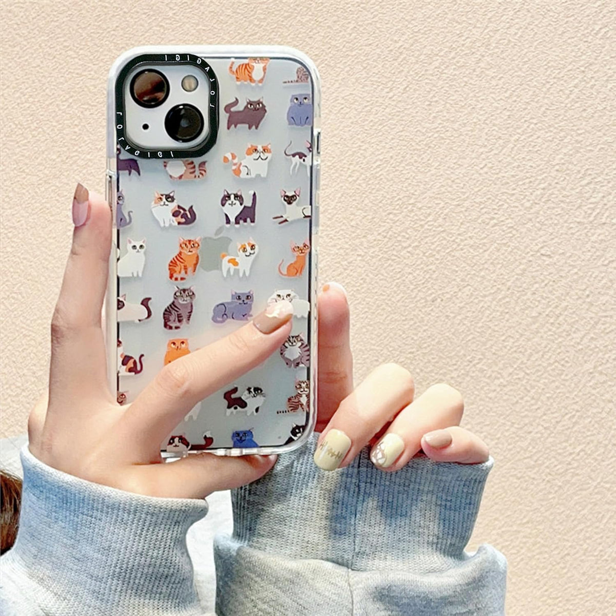 for iPhone 15 Pro Case for Women, Cute Pet Cat Cartoon Art Animal Print Girly Design Kawaii Aesthetic Cartoon Pattern for Girls Teens Soft TPU Phone Case (6.1")