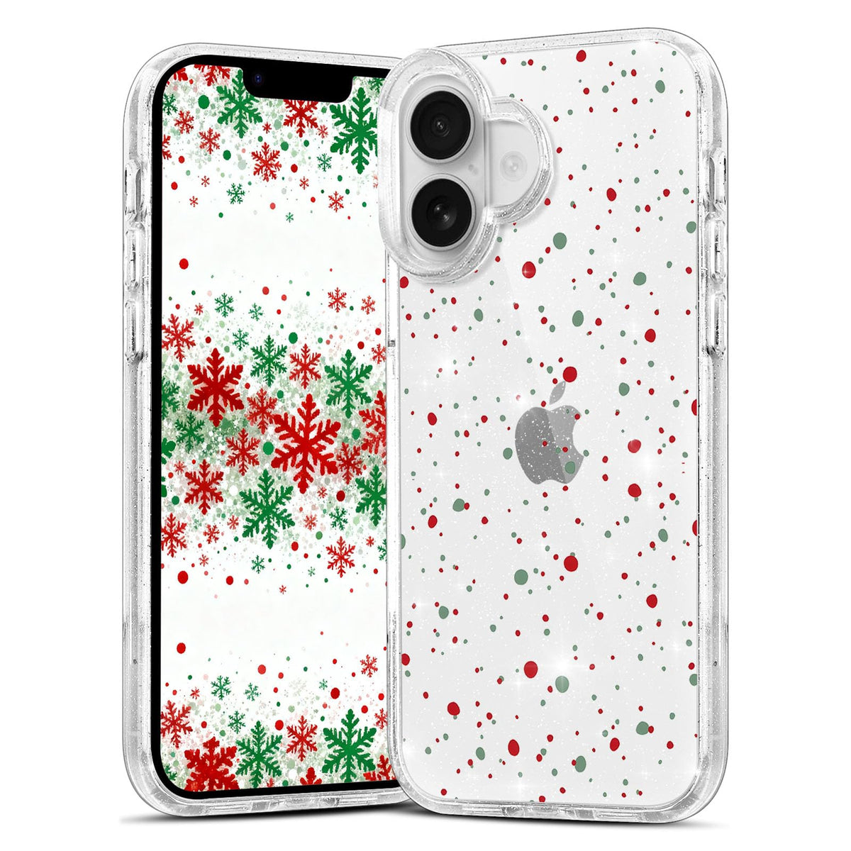 Christmas Phone Case for iPhone 13 6.1", Cute Glitter Christmas Tree Candy Snowflake Pattern, Preety Bling Sparkle Soft TPU Anti-Scratch Shockproof Protective Cover for Women Girls