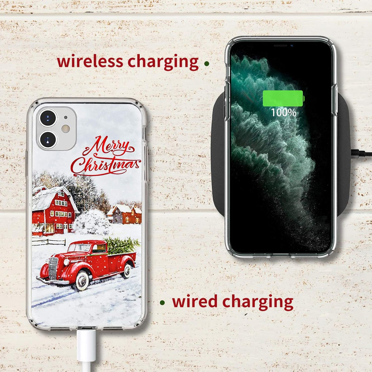 Newseego for iPhone 11 Christmas Case, Shockproof Series Anti-Yellow Hard PC + TPU Bumper Protective Cover for Girls Children Cute Merry Design-Red Car