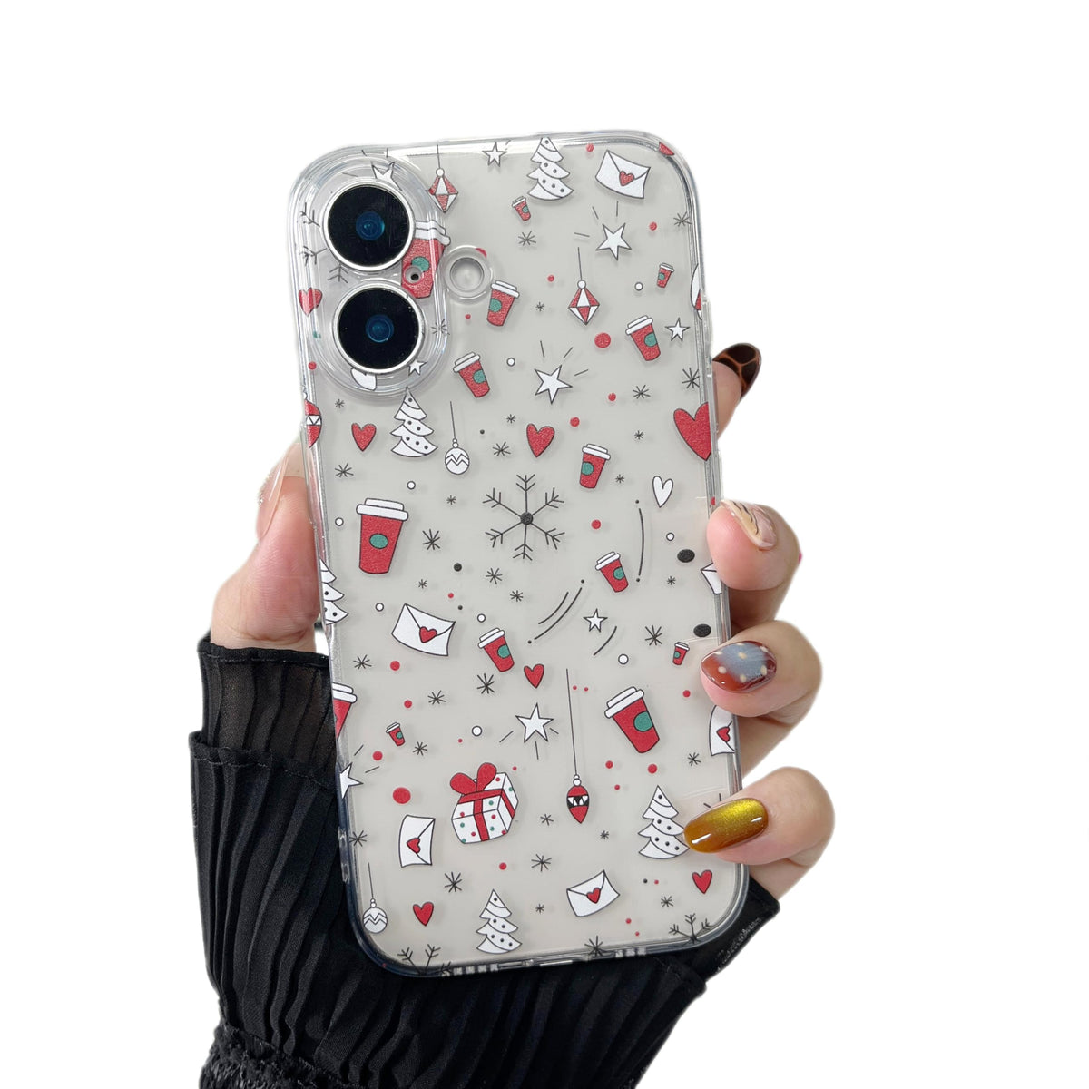 ZTOFERA Christmas Phone Case for iPhone 12 6.1 inch,Clear Cute Merry Christmas Pattern Phone Case Gifts Transparent Hard PC +TPU Bumper Shockproof Protective Cover-Gingerbread Man