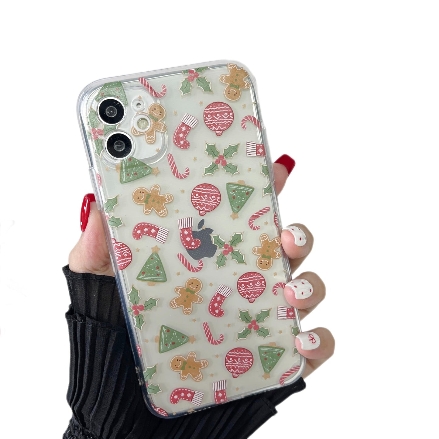 ZTOFERA Christmas Phone Case for iPhone 12 6.1 inch,Clear Cute Merry Christmas Pattern Phone Case Gifts Transparent Hard PC +TPU Bumper Shockproof Protective Cover-Gingerbread Man