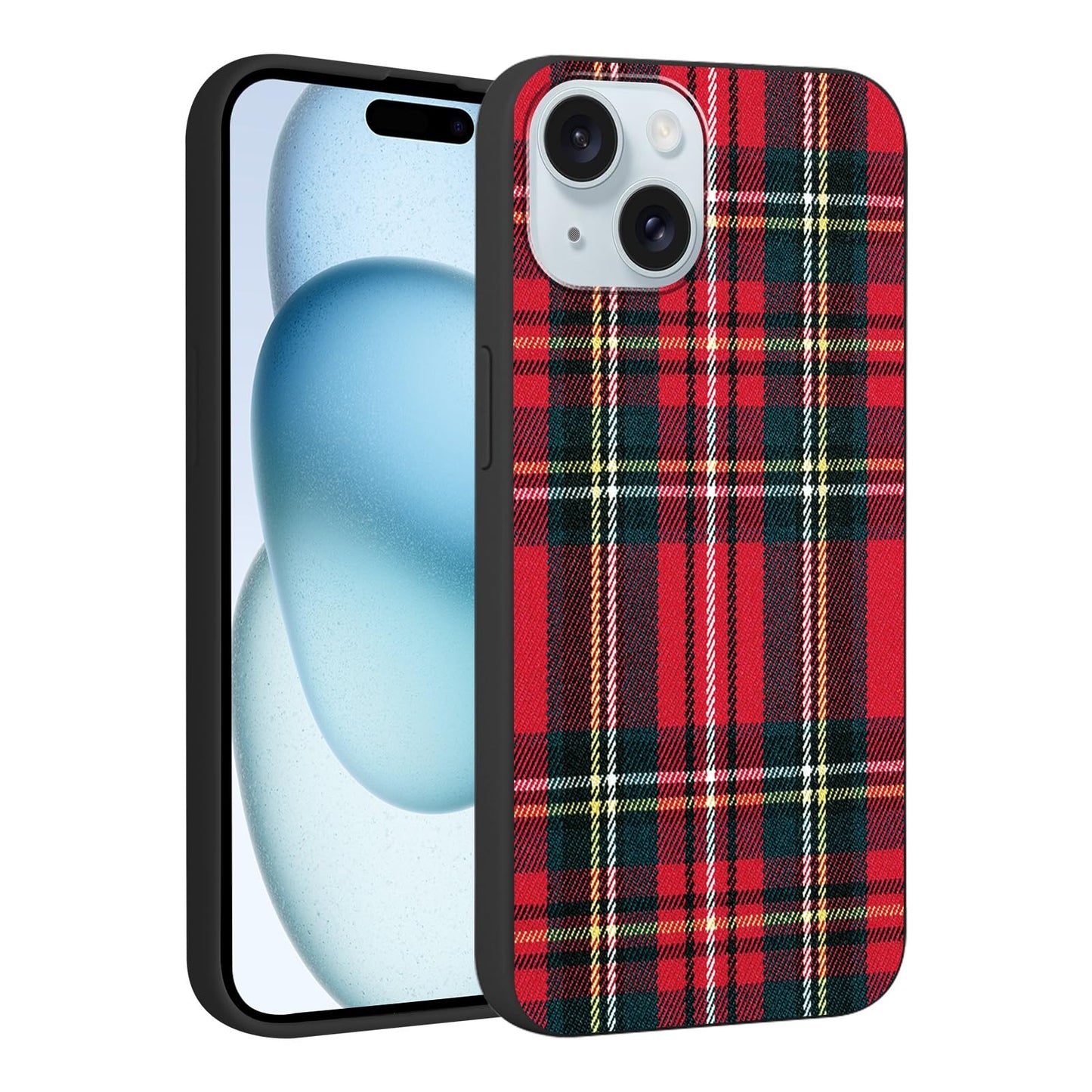 Merry Christmas Plaid Checkered Phone Case for iPhone 11 6.1", Cute Xmas Case Red Grey Scottish Tartan Grid Stripe Pattern Design Cover Shockproof Soft Silicone Protective Funda for Girl Women