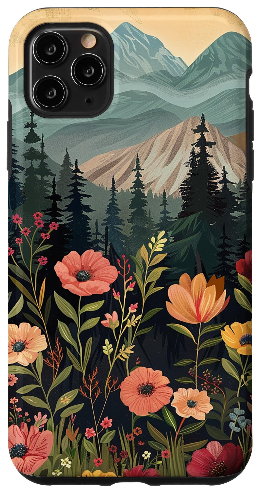 Floral Mountain Boho Pine Tree Forest Nature Case for iPhone 11