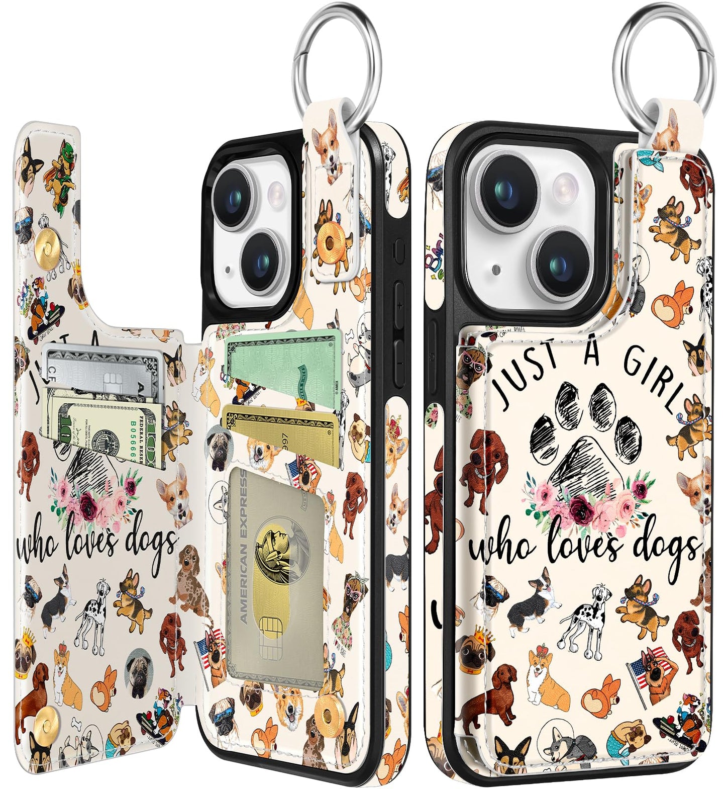 Shorogyt Compatible with iPhone 17 Pro Max Wallet Case with Card Holder - Cute Dog Lover Design Kickstand for Magnetic Clasp Back Flip Folio Leather Phone Covers for Women Men Girls