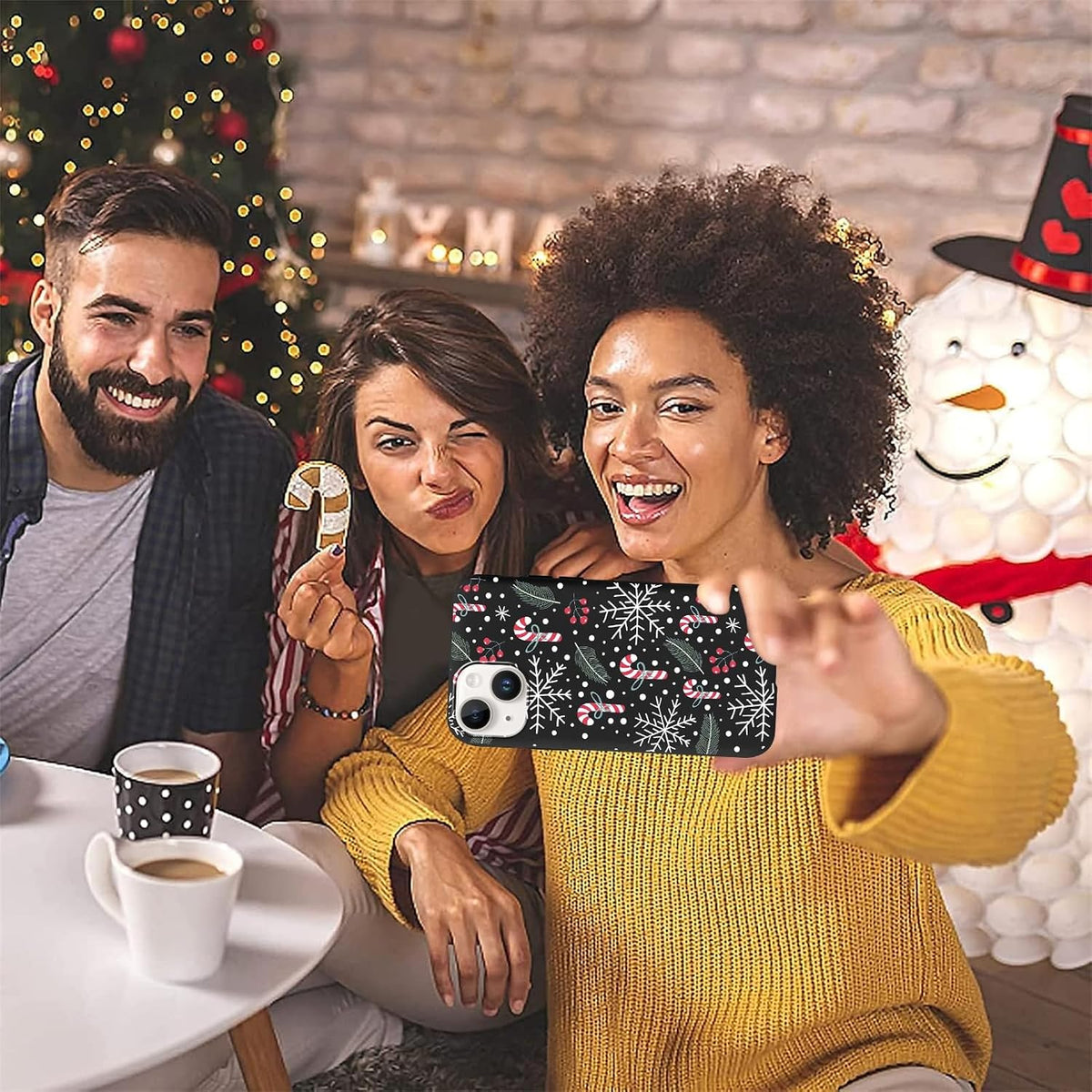 2 Pack Merry Christmas Phone Case for iPhone 13 / iPhone 14 6.1", Cute Red Christmas Truck Car Tree Candy Snowflake Pattern Case Anti-Scratch Shockproof Soft Silicone Gifts Girl Women Cover