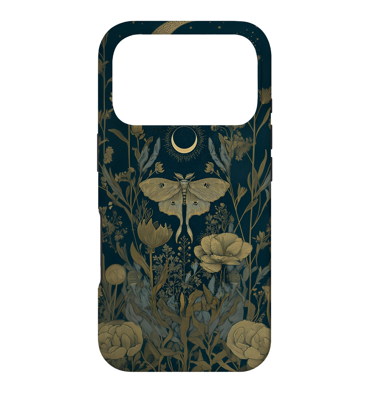 Luna Moth Wildflower Plant Pattern Sage Green Celestial Case for iPhone 13