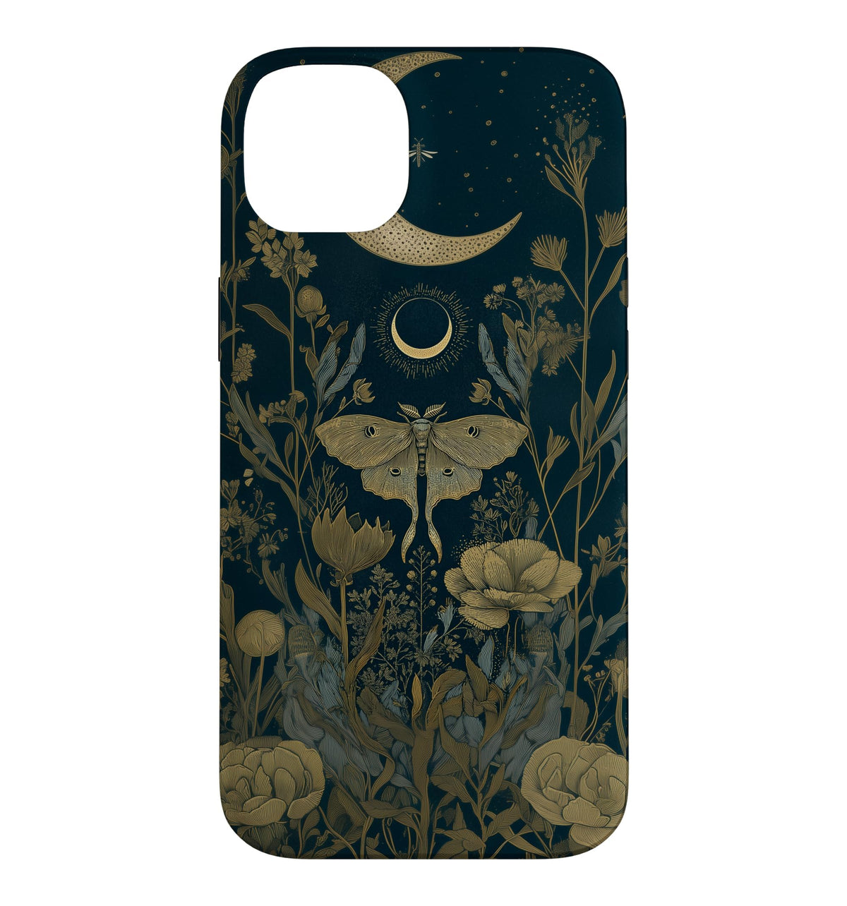 Luna Moth Wildflower Plant Pattern Sage Green Celestial Case for iPhone 13