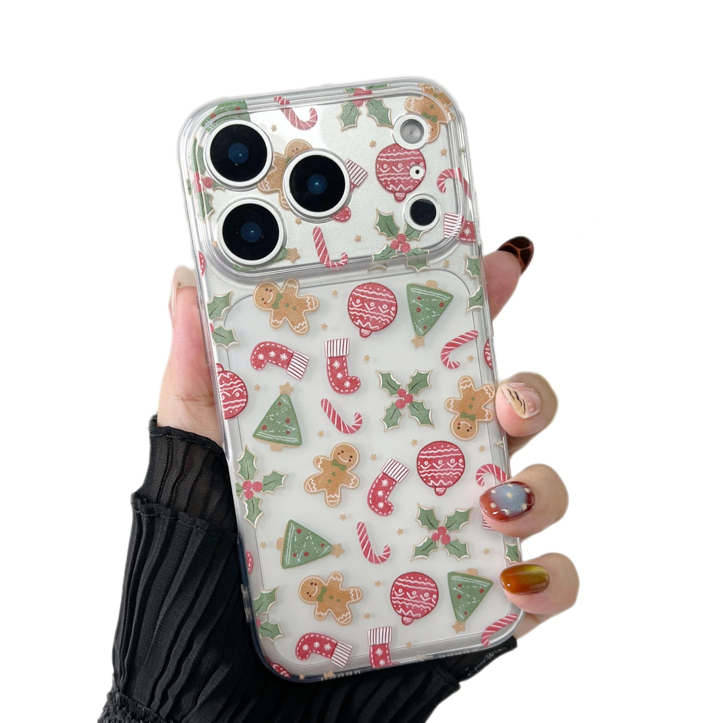 ZTOFERA Christmas Phone Case for iPhone 12 6.1 inch,Clear Cute Merry Christmas Pattern Phone Case Gifts Transparent Hard PC +TPU Bumper Shockproof Protective Cover-Gingerbread Man