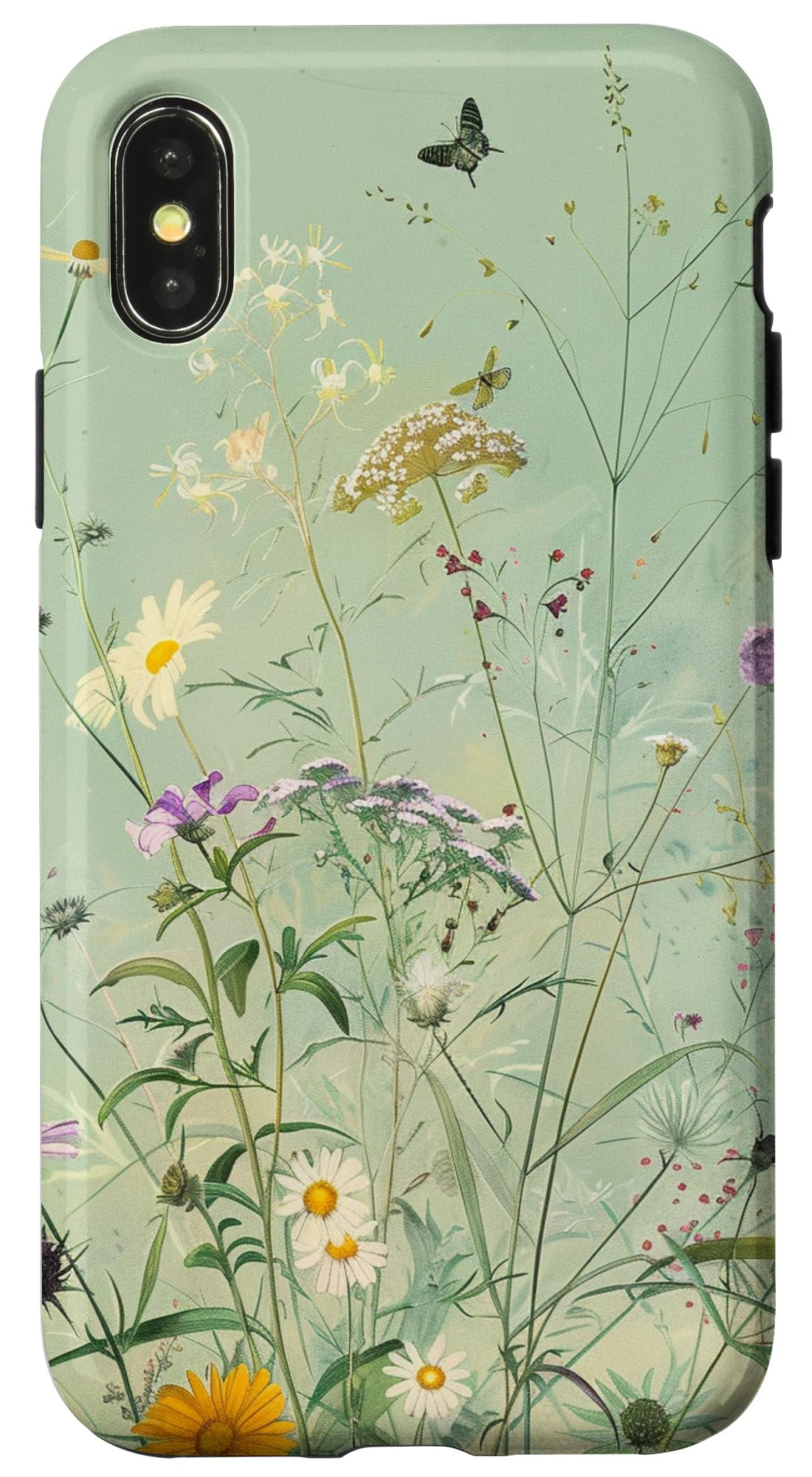 Sage Green Boho Botanical Wildflowers Plants Case for iPhone 16 Pro Max