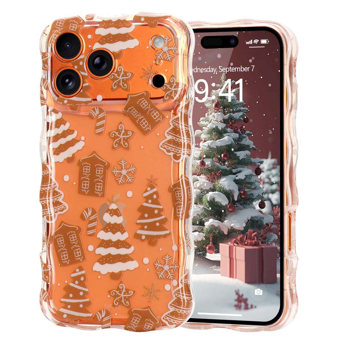 Christmas Phone Case for iPhone Air Wavy Clear Xmas,Candy Cane | Cute Curly Wavy Merry Xmas Pattern Case Clear Santa Snowman Elk Cover for Girls Kids Women Slim Protective Cover