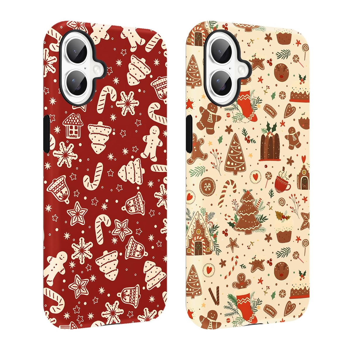 2 Pack Merry Christmas Tree Phone Case for iPhone 13 / iPhone 14 Case 6.1", Cute Xmas Snowflake Pattern Design Phone Cover Hard PC Shockproof Soft TPU Matte Protection Funda for Girls Women