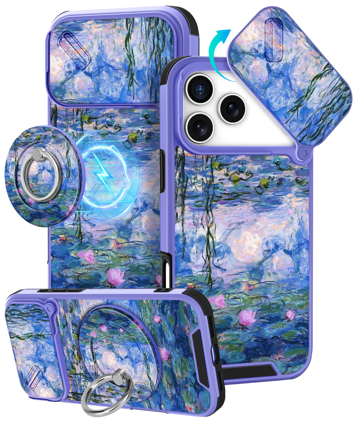 Buleens for iPhone 17 Pro Max Case 6.9 Inch - with Ring Stand & Camera Cover Aesthetic Cute Designed for Women Girls Girly Cartoon Kawaii Dogs Phone Case for iPhone 17 Pro Max Compatible with Magsafe