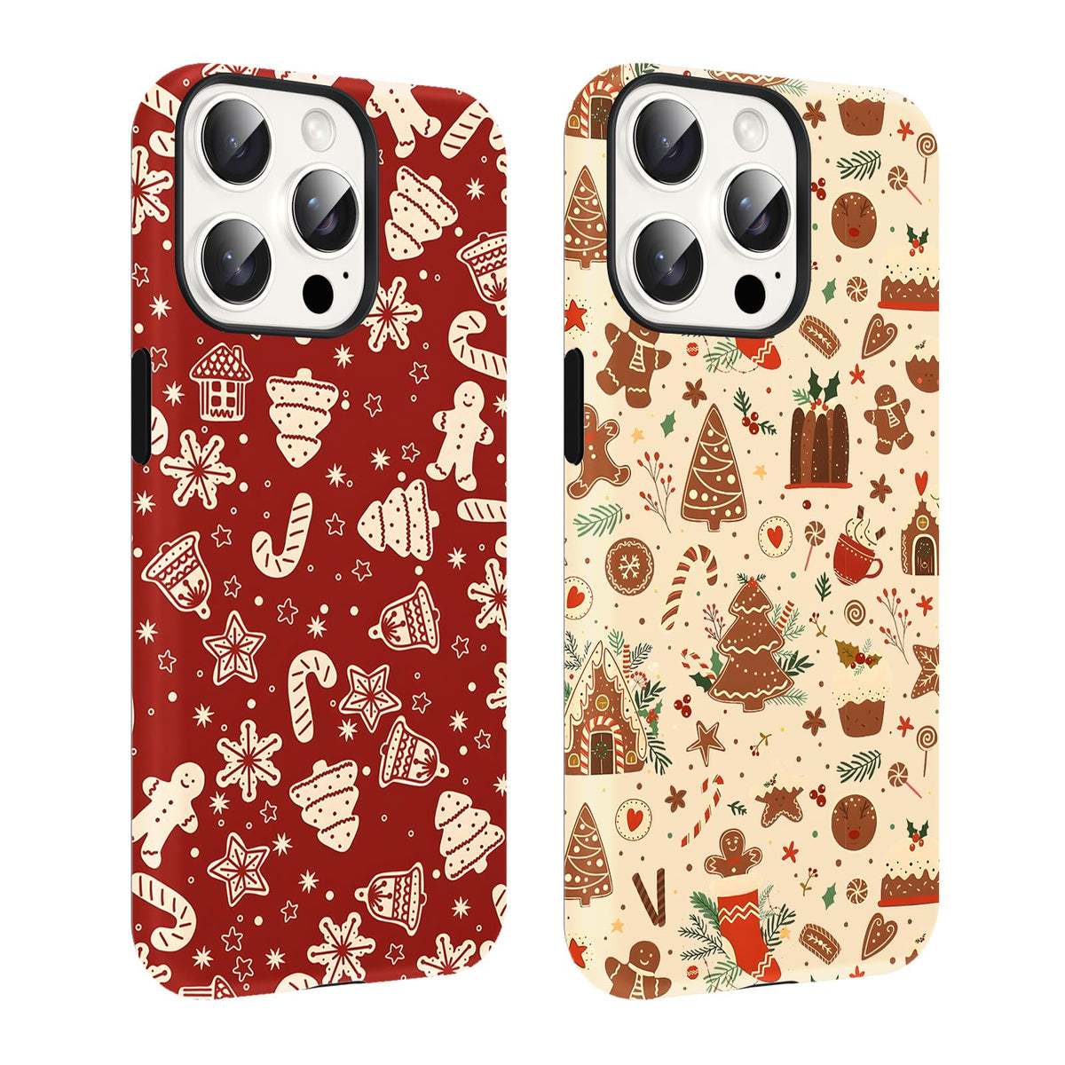 2 Pack Merry Christmas Tree Phone Case for iPhone 13 / iPhone 14 Case 6.1", Cute Xmas Snowflake Pattern Design Phone Cover Hard PC Shockproof Soft TPU Matte Protection Funda for Girls Women