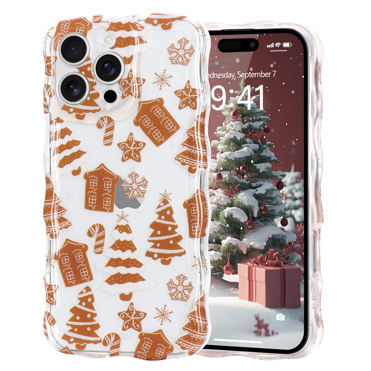 Christmas Phone Case for iPhone Air Wavy Clear Xmas,Candy Cane | Cute Curly Wavy Merry Xmas Pattern Case Clear Santa Snowman Elk Cover for Girls Kids Women Slim Protective Cover