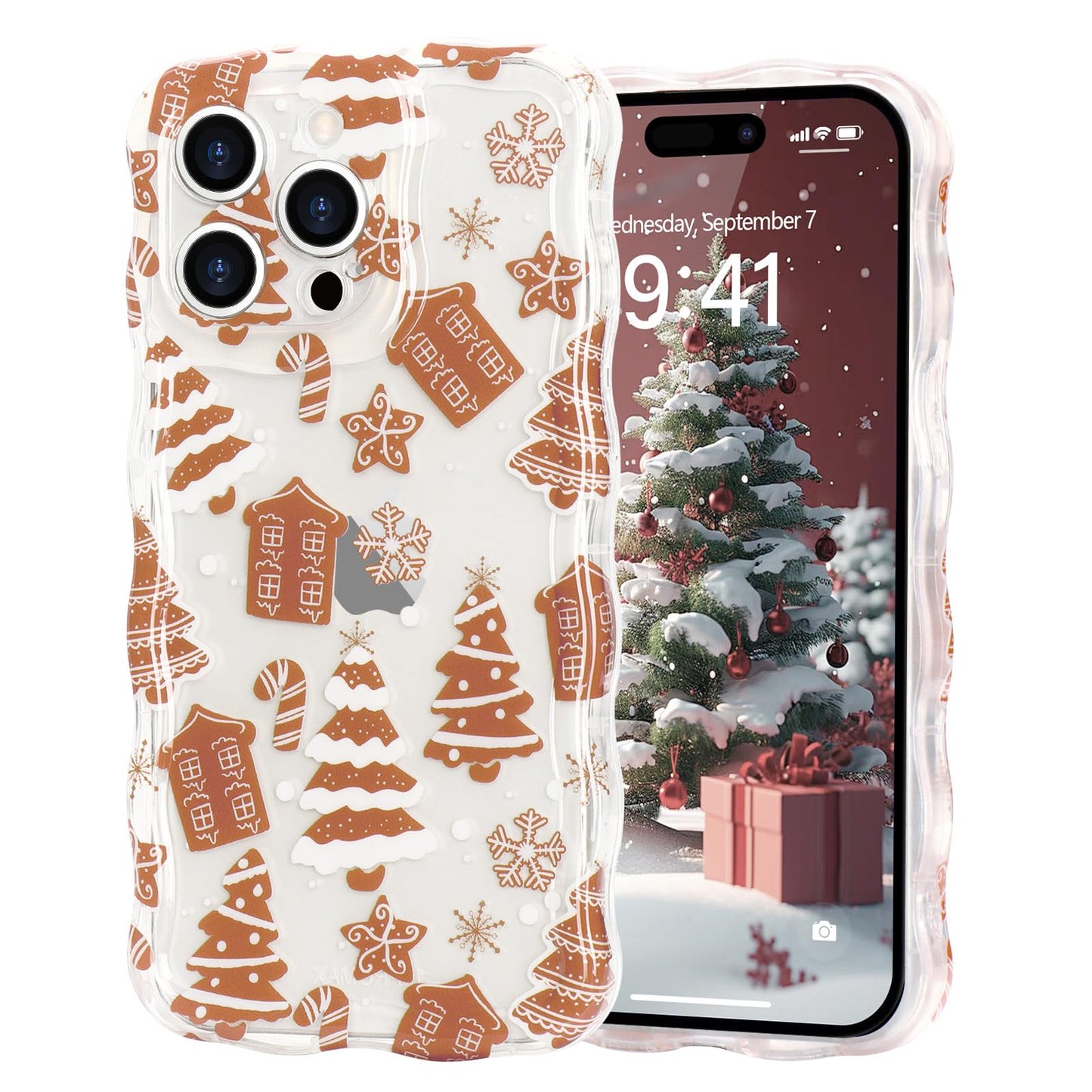 Christmas Phone Case for iPhone Air Wavy Clear Xmas,Candy Cane | Cute Curly Wavy Merry Xmas Pattern Case Clear Santa Snowman Elk Cover for Girls Kids Women Slim Protective Cover