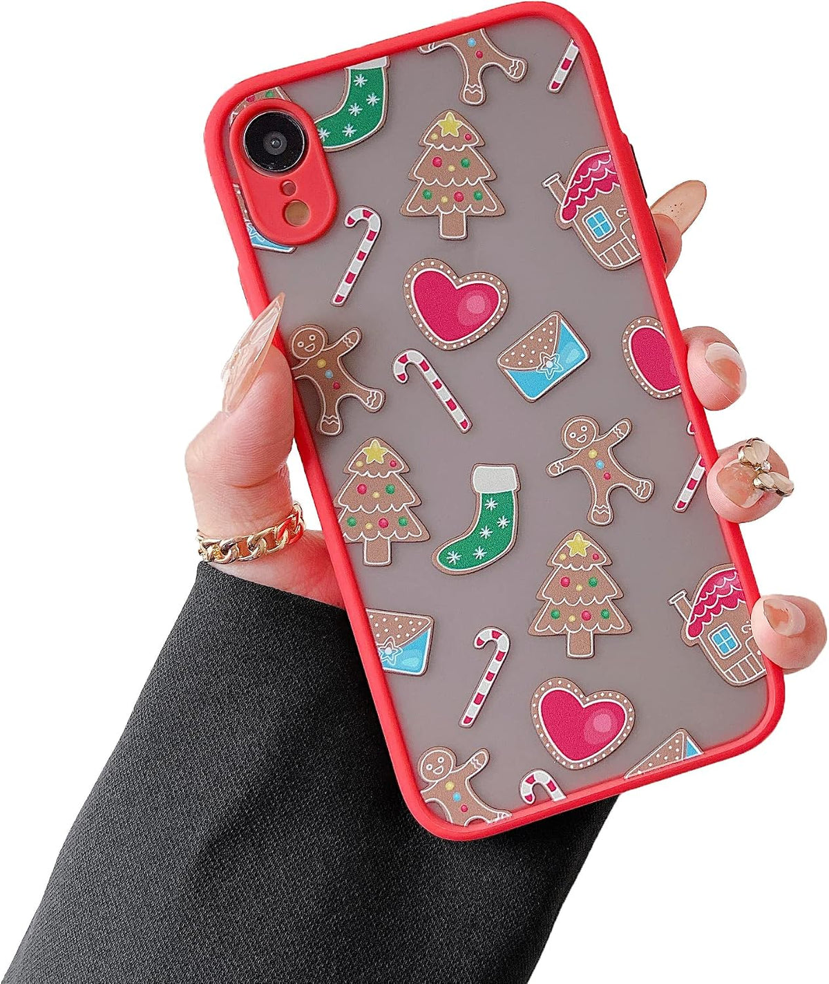 ZTOFERA Christmas Case for iPhone 15,Cute Merry Christmas Pattern Phone Case Gifts Translucent Silicone Hard PC +TPU Bumper Shockproof Protective Cover for iPhone 15 6.1 inch-Gingerbread Man