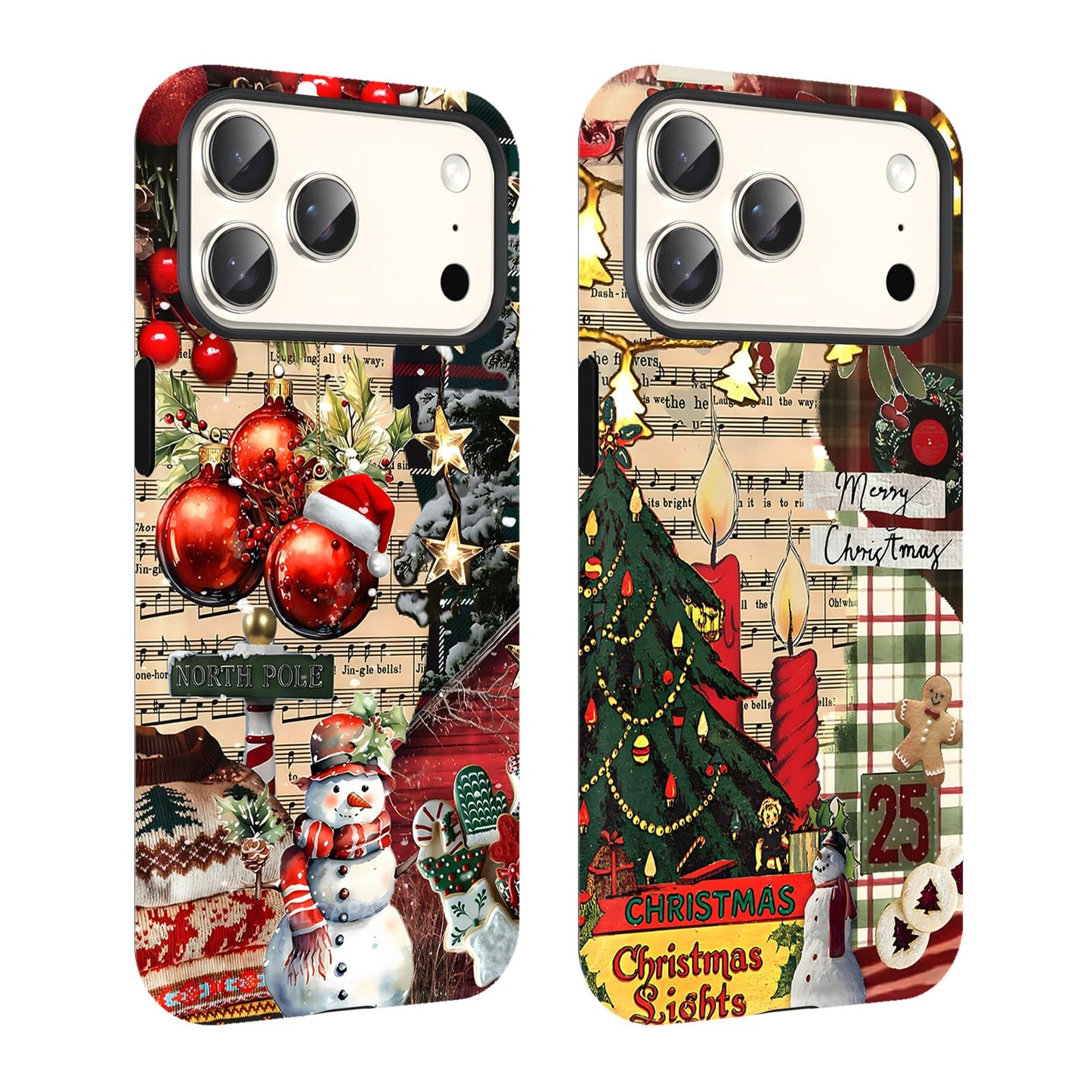 2 Pack Merry Christmas Tree Phone Case for iPhone 13 / iPhone 14 Case 6.1", Cute Xmas Snowflake Pattern Design Phone Cover Hard PC Shockproof Soft TPU Matte Protection Funda for Girls Women