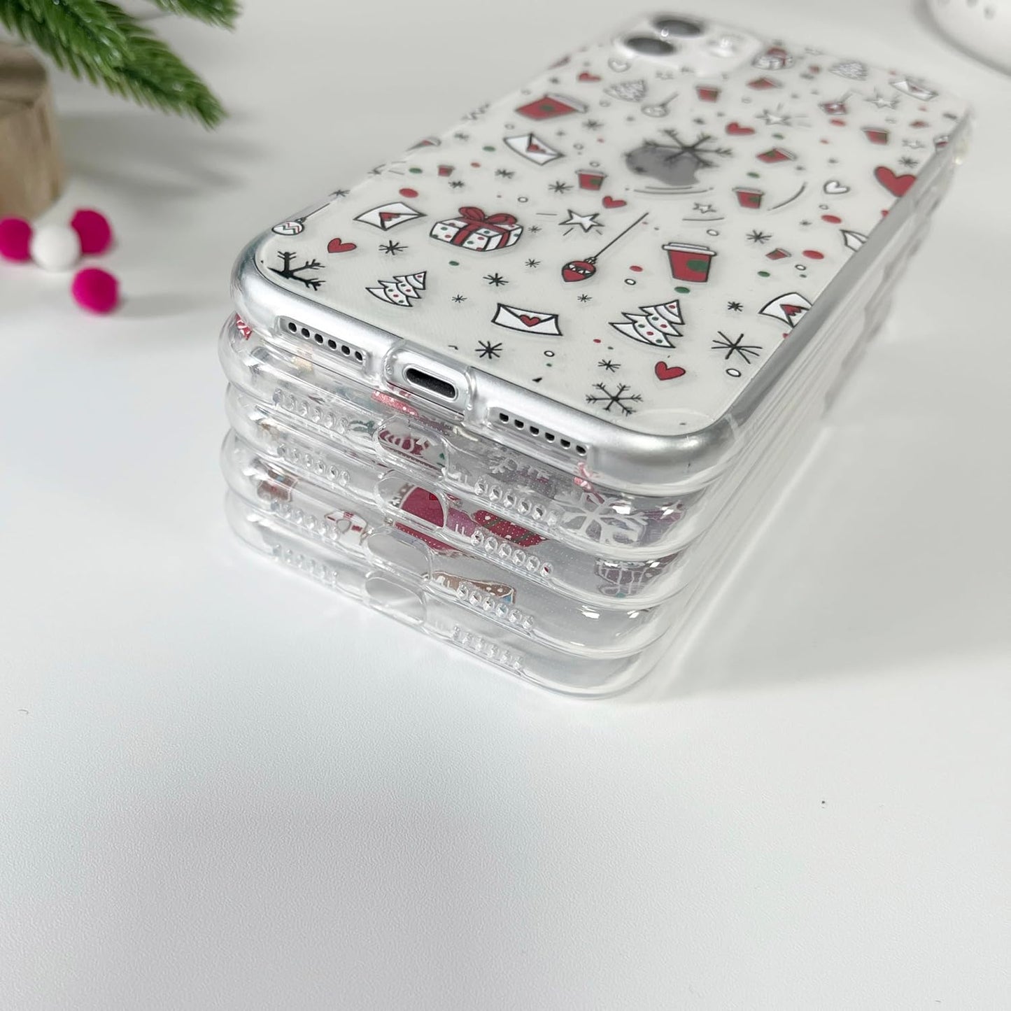 ZTOFERA Christmas Phone Case for iPhone 12 6.1 inch,Clear Cute Merry Christmas Pattern Phone Case Gifts Transparent Hard PC +TPU Bumper Shockproof Protective Cover-Gingerbread Man