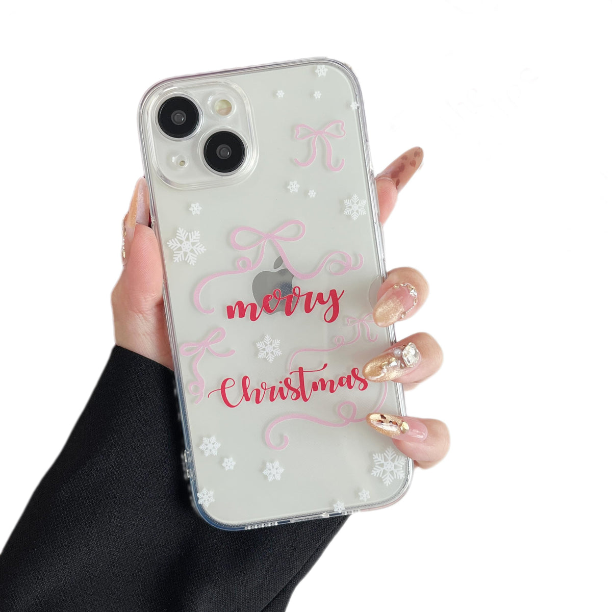 ZTOFERA Christmas Phone Case for iPhone 14 6.1 inch,Clear Cute Merry Christmas Pattern Phone Case Gifts Transparent Hard PC +TPU Bumper Shockproof Protective Cover-Gingerbread Man