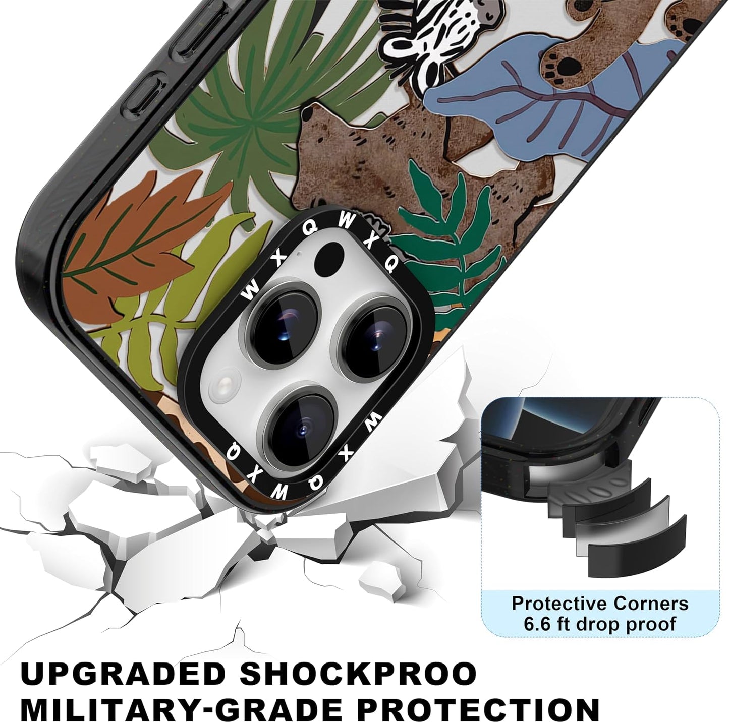 for iPhone 16 pro max Graffiti of Cartoon Animal Clear Phone Case | TPU+PC Premium Painted Anti-Drop Phone Case Superior Shock Absorption Military-Grade Drop Protection cover