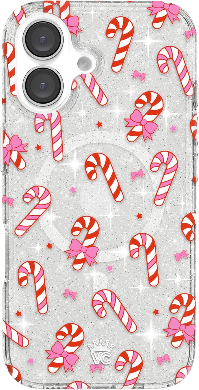 VELVET CAVIAR Christmas Phone Case for iPhone 16 - Compatible with MagSafe [10ft Drop Tested] - Holiday Peppermint Glitter Winter Theme
