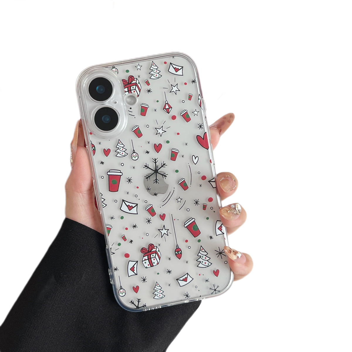 ZTOFERA Christmas Phone Case for iPhone 12 6.1 inch,Clear Cute Merry Christmas Pattern Phone Case Gifts Transparent Hard PC +TPU Bumper Shockproof Protective Cover-Gingerbread Man