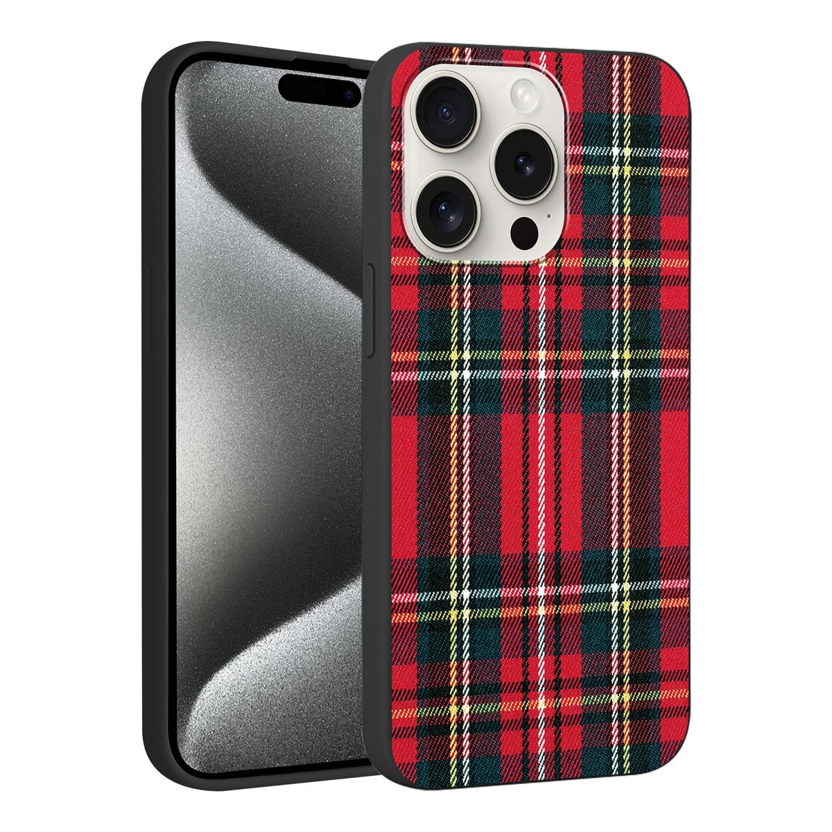 Merry Christmas Plaid Checkered Phone Case for iPhone 11 6.1", Cute Xmas Case Red Grey Scottish Tartan Grid Stripe Pattern Design Cover Shockproof Soft Silicone Protective Funda for Girl Women