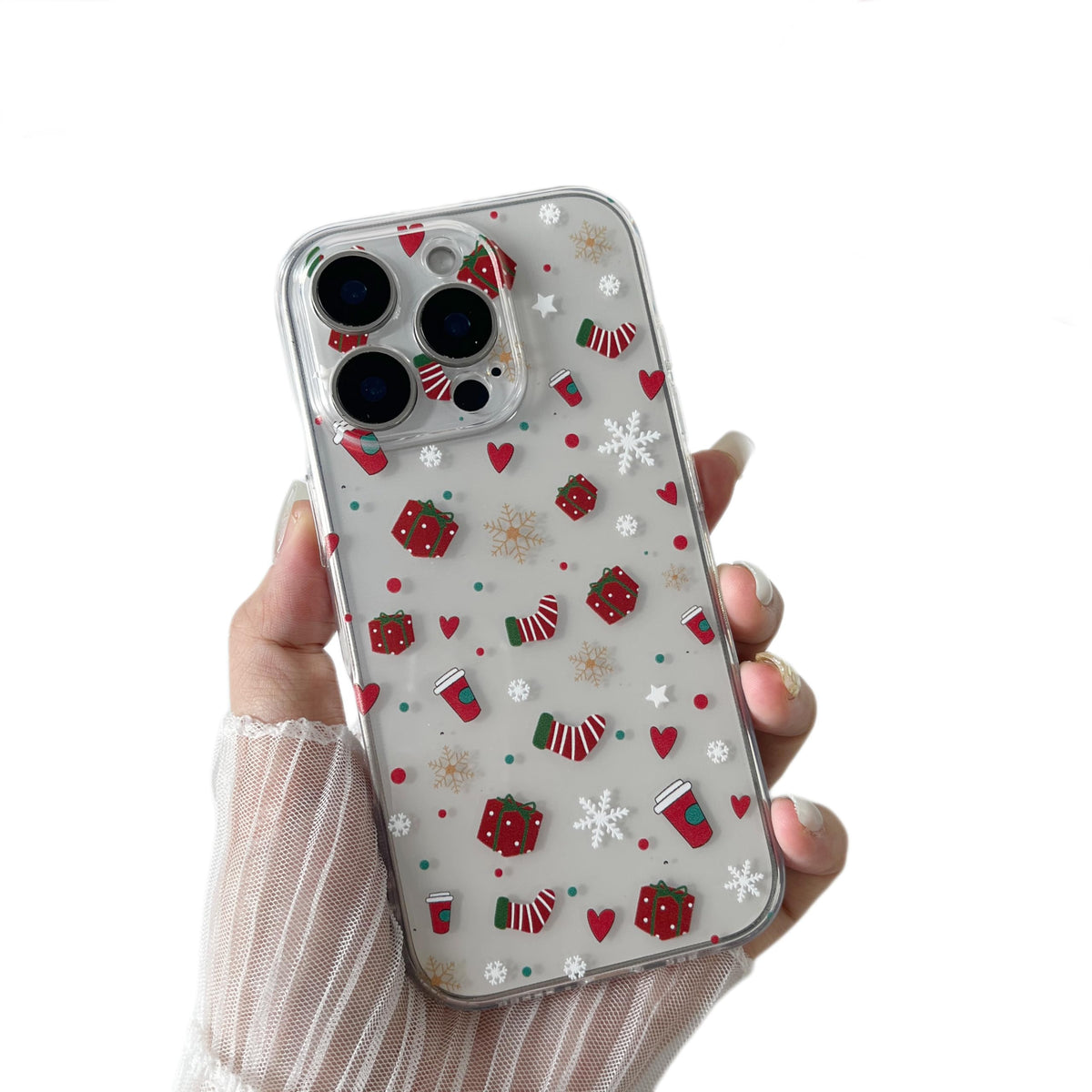 ZTOFERA Christmas Phone Case for iPhone 12 6.1 inch,Clear Cute Merry Christmas Pattern Phone Case Gifts Transparent Hard PC +TPU Bumper Shockproof Protective Cover-Gingerbread Man