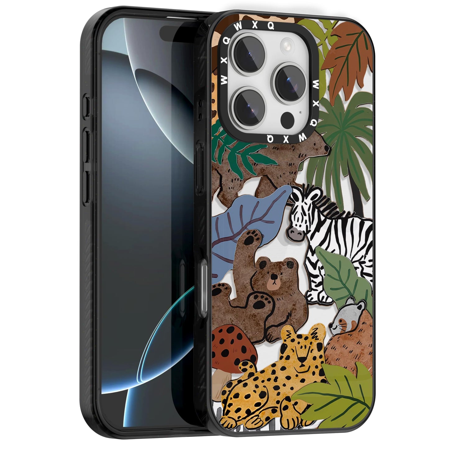 for iPhone 16 pro max Graffiti of Cartoon Animal Clear Phone Case | TPU+PC Premium Painted Anti-Drop Phone Case Superior Shock Absorption Military-Grade Drop Protection cover
