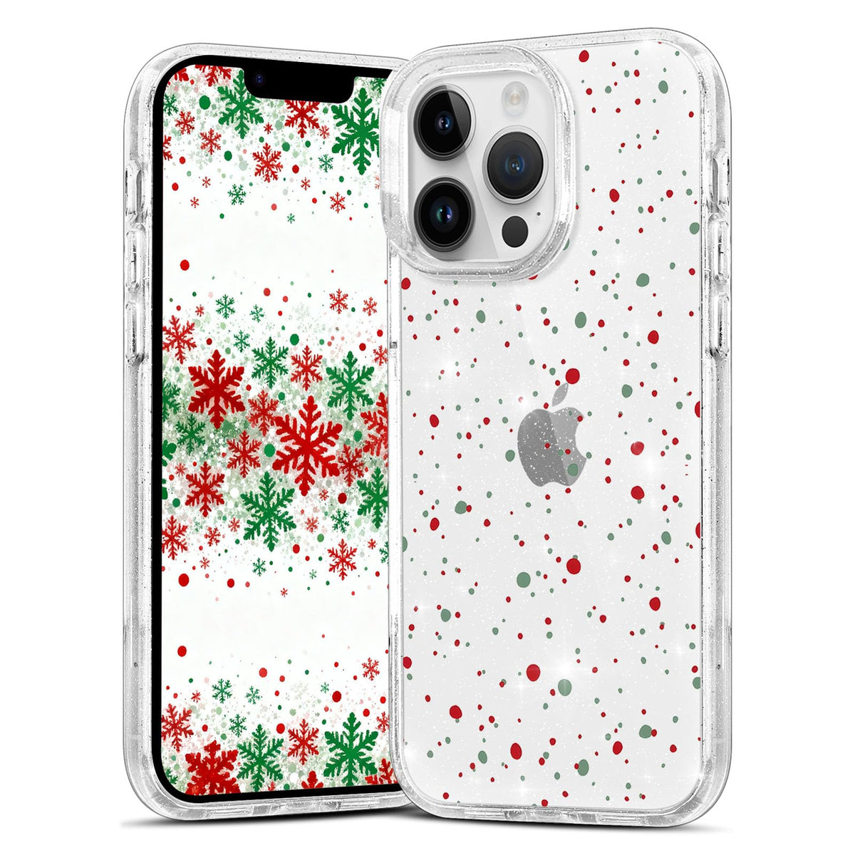Christmas Phone Case for iPhone 13 6.1", Cute Glitter Christmas Tree Candy Snowflake Pattern, Preety Bling Sparkle Soft TPU Anti-Scratch Shockproof Protective Cover for Women Girls