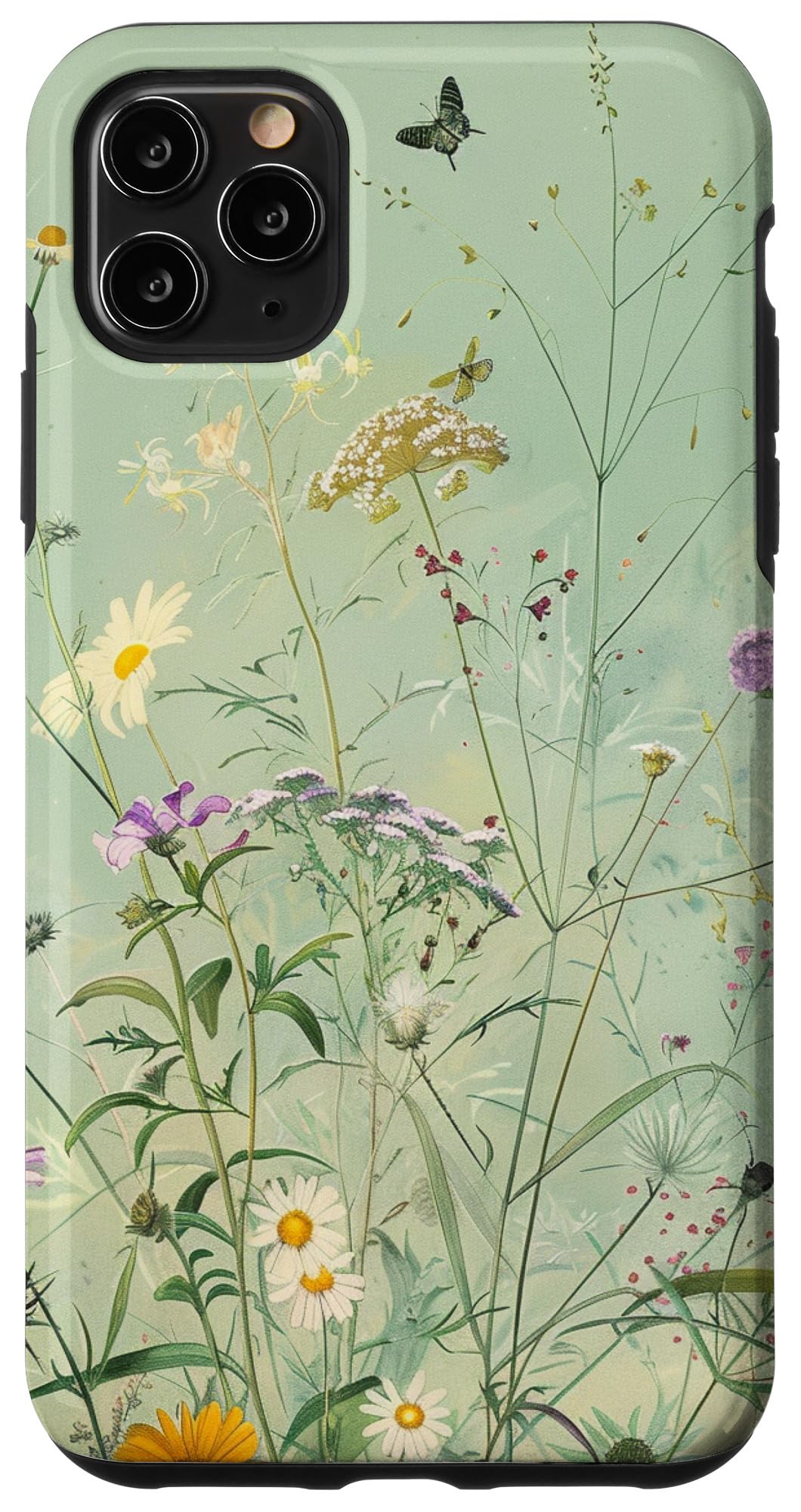Sage Green Boho Botanical Wildflowers Plants Case for iPhone 16 Pro Max