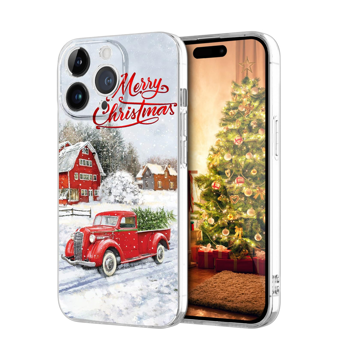 Newseego for iPhone 16 Case, Cute Red Car Pattern Merry Christmas Phone Case for Women Girls Children Anti-Yellow Soft TPU Bumper Shockproof Protective Cover for iPhone 16