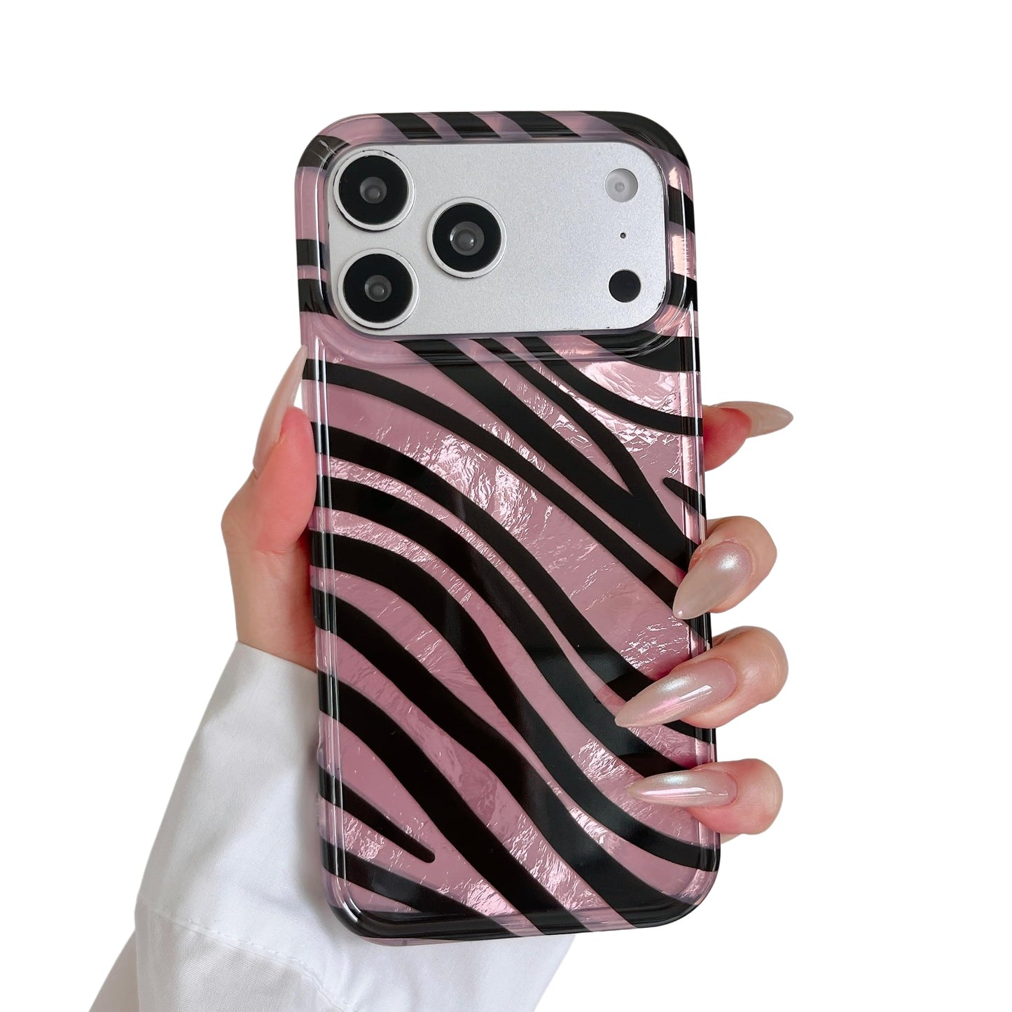 for iPhone 17 Pro Glitter Leopard Print Phone Case, Sparkly Cheetah Animal Pattern Clear Soft TPU Shockproof Protective Cover for Women Girls (Zebra Stripe, for iPhone 17 Pro)