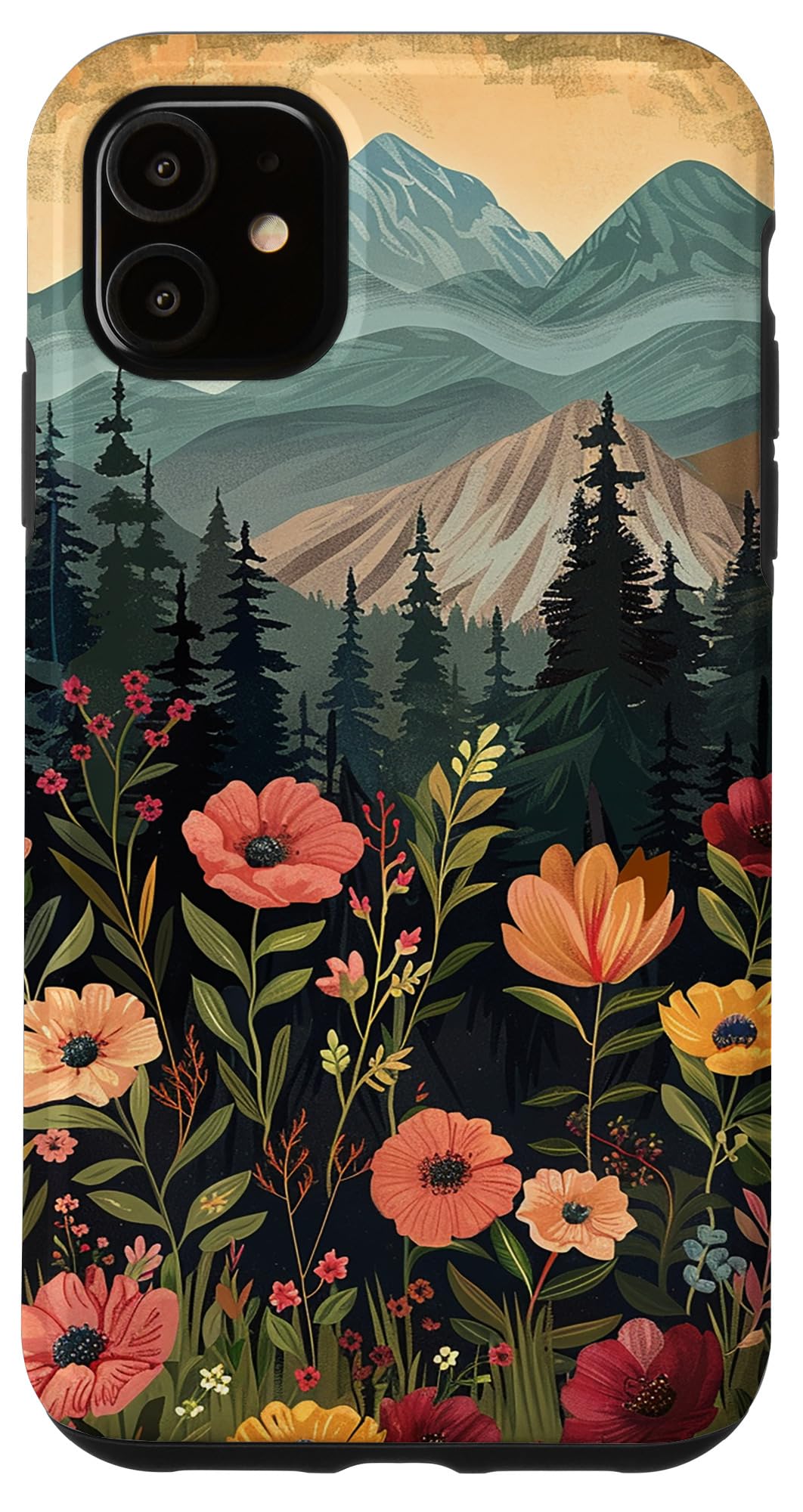 Floral Mountain Boho Pine Tree Forest Nature Case for iPhone 11