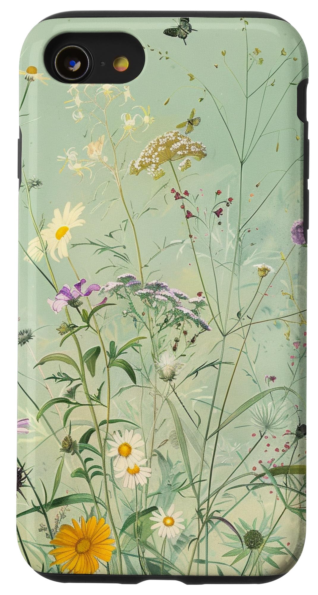Sage Green Boho Botanical Wildflowers Plants Case for iPhone 16 Pro Max