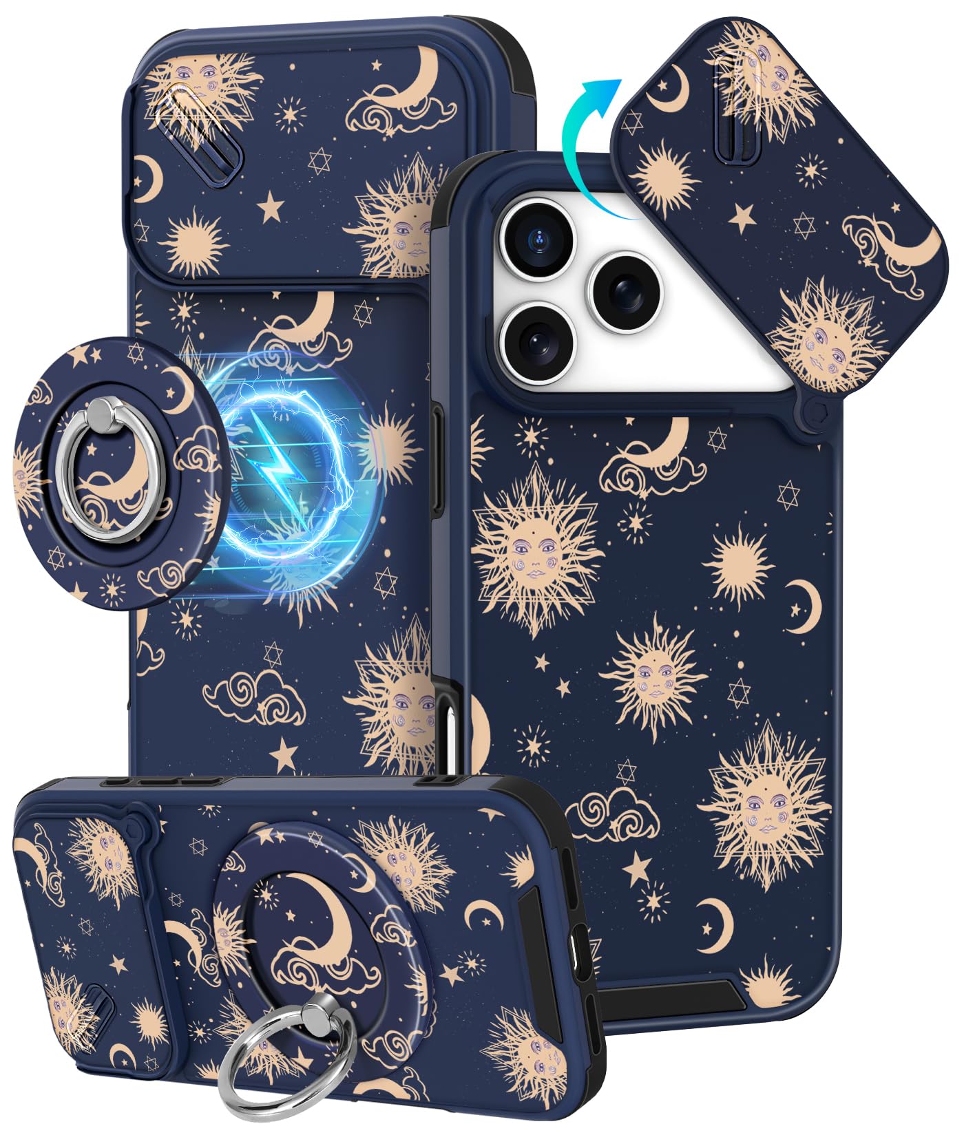 Buleens for iPhone 17 Pro Max Case 6.9 Inch - with Ring Stand & Camera Cover Aesthetic Cute Designed for Women Girls Girly Cartoon Kawaii Dogs Phone Case for iPhone 17 Pro Max Compatible with Magsafe