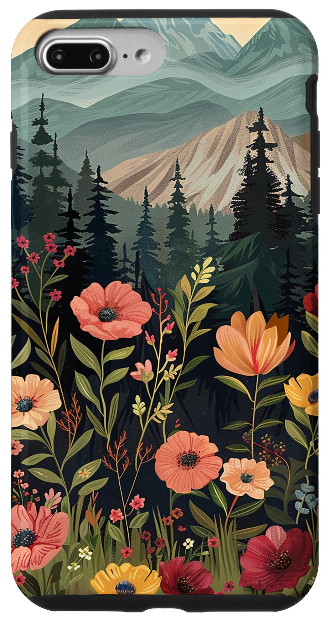 Floral Mountain Boho Pine Tree Forest Nature Case for iPhone 11