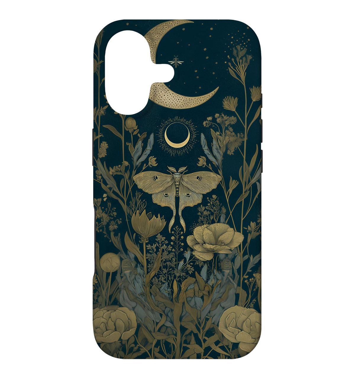 Luna Moth Wildflower Plant Pattern Sage Green Celestial Case for iPhone 13