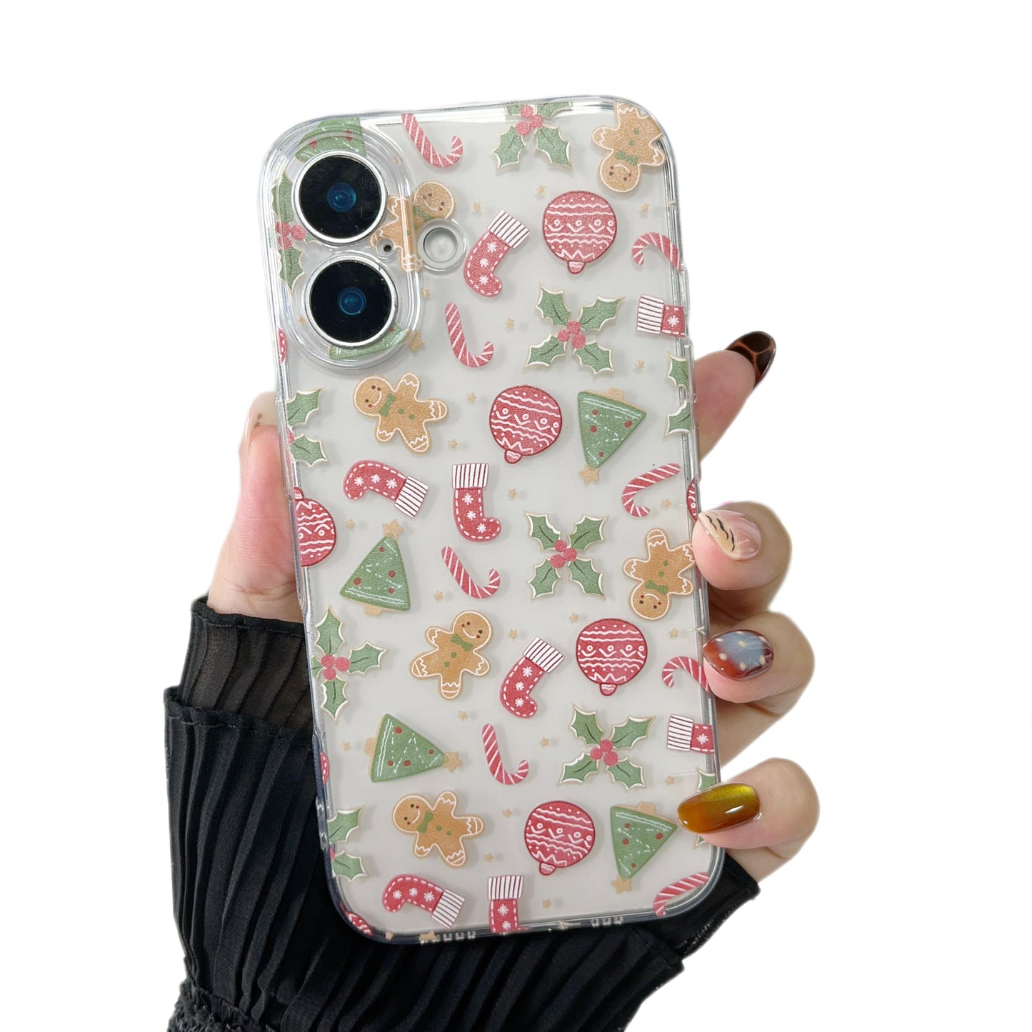 ZTOFERA Christmas Phone Case for iPhone 12 6.1 inch,Clear Cute Merry Christmas Pattern Phone Case Gifts Transparent Hard PC +TPU Bumper Shockproof Protective Cover-Gingerbread Man