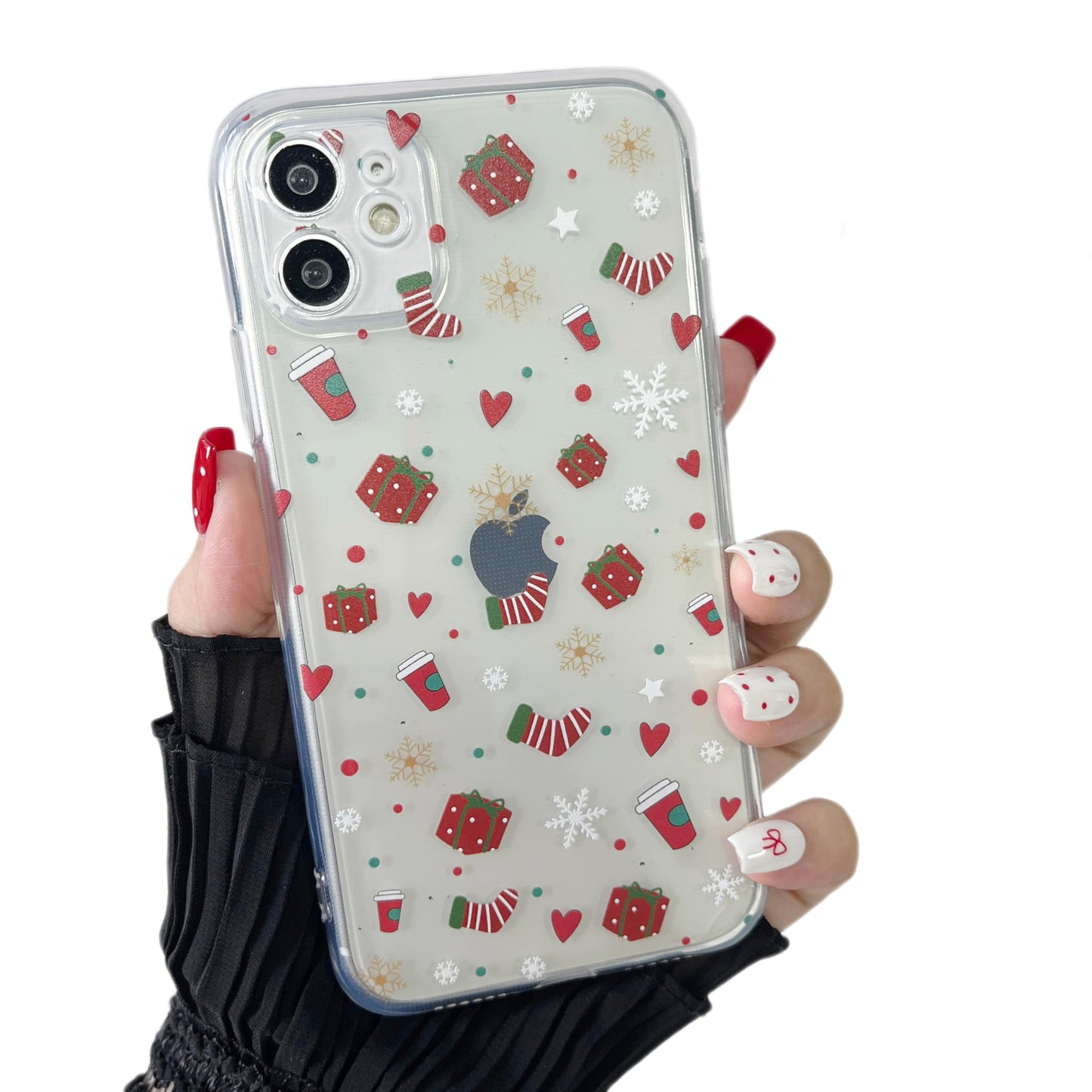 ZTOFERA Christmas Phone Case for iPhone 12 6.1 inch,Clear Cute Merry Christmas Pattern Phone Case Gifts Transparent Hard PC +TPU Bumper Shockproof Protective Cover-Gingerbread Man