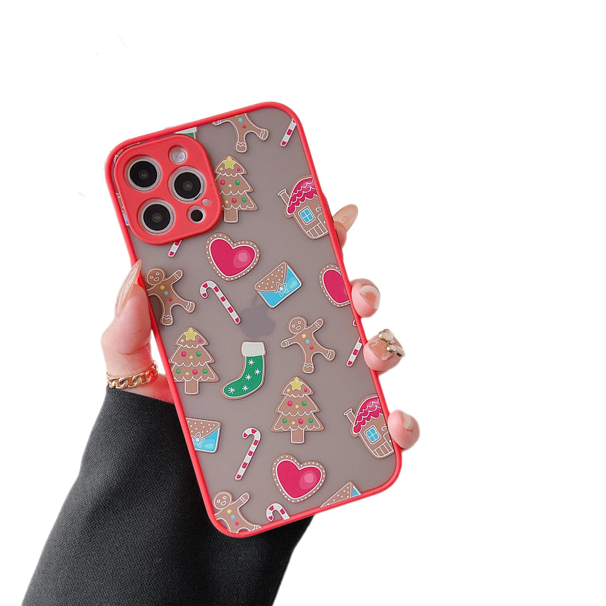 ZTOFERA Christmas Case for iPhone 15,Cute Merry Christmas Pattern Phone Case Gifts Translucent Silicone Hard PC +TPU Bumper Shockproof Protective Cover for iPhone 15 6.1 inch-Gingerbread Man