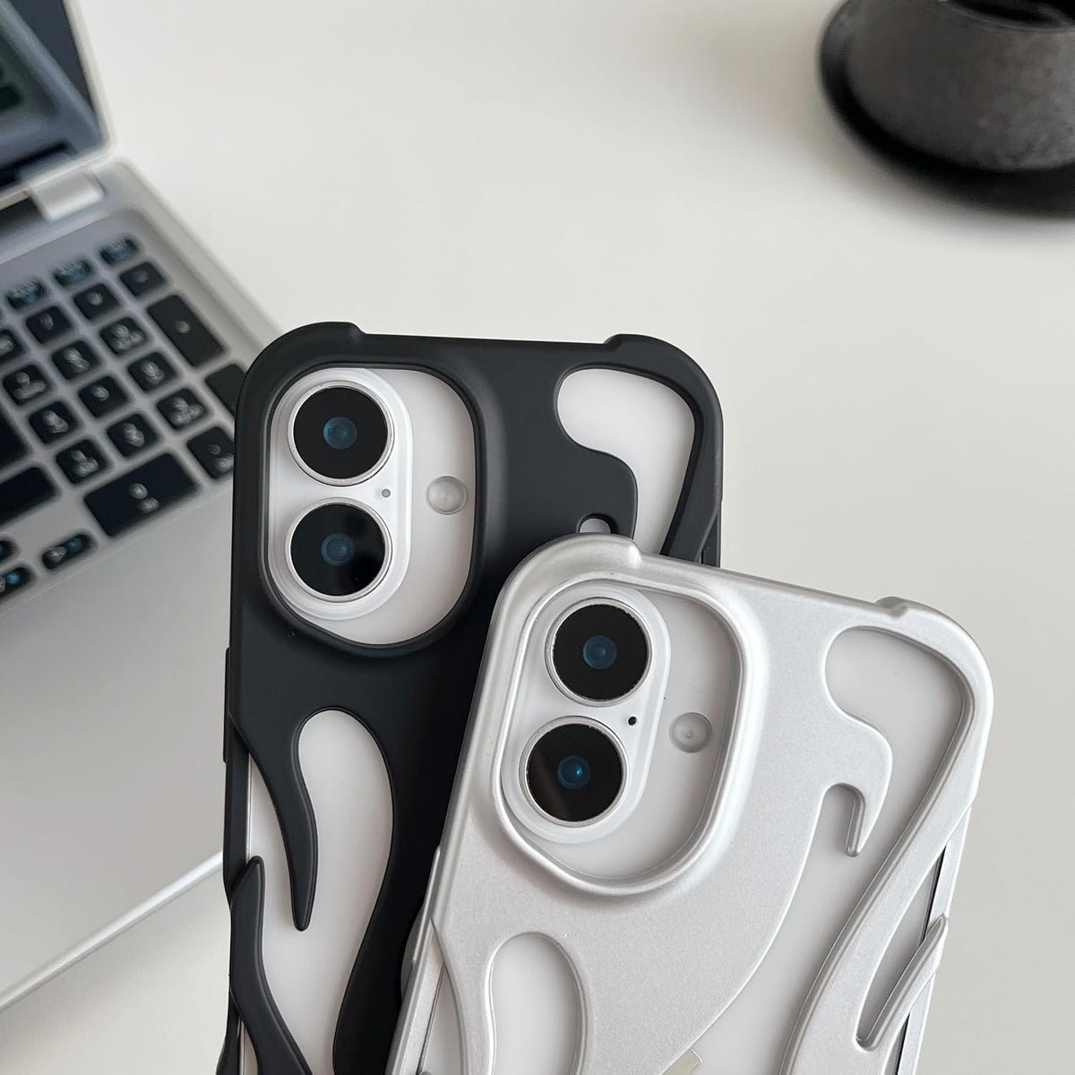 Heat Dissipation for iPhone Case, Solid Color Hollow Flame Matte Soft Phone Case (Silver,for iPhone 14)