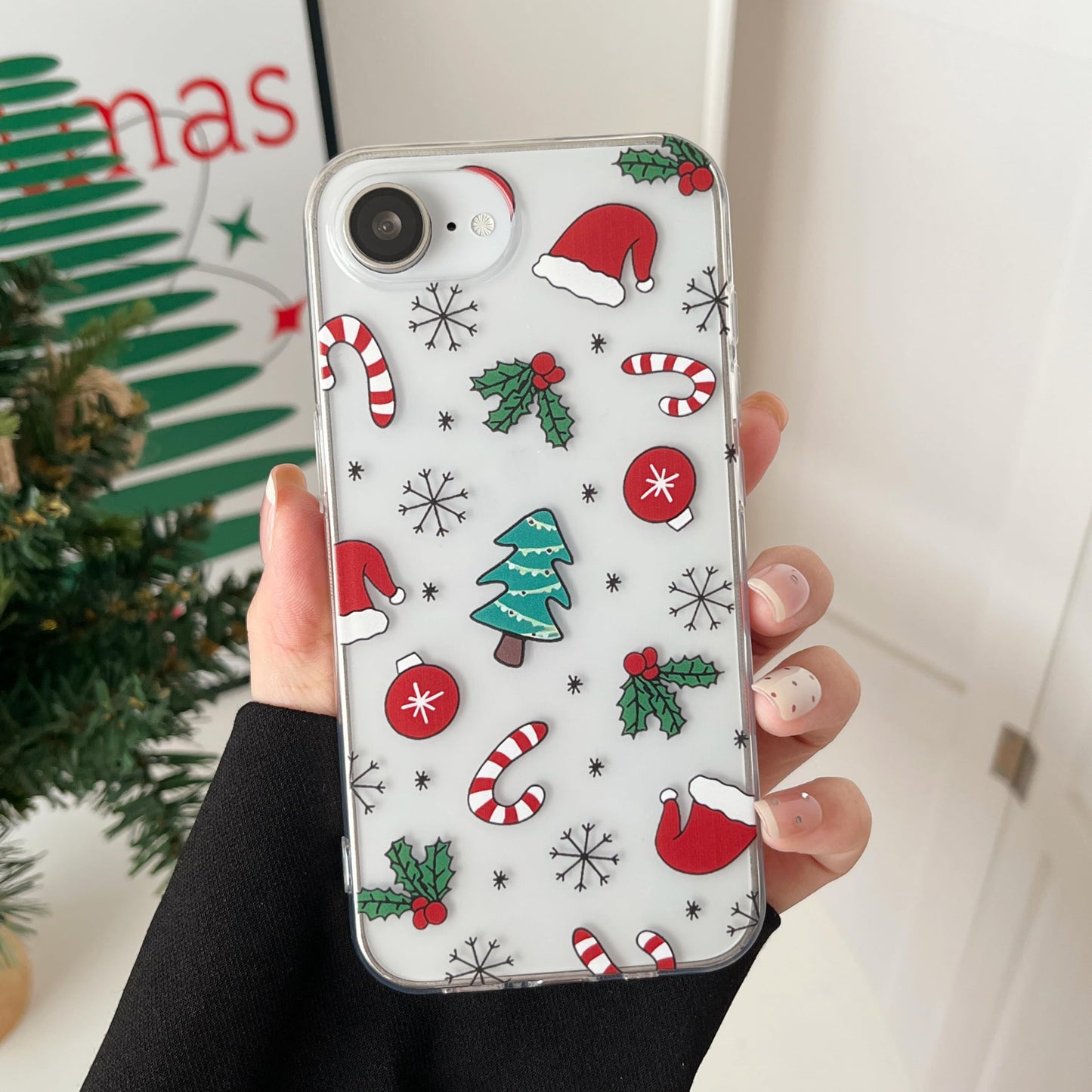 RALEAVO for iPhone 16 Christmas Case Clear Cute Snowflakes Pattern,White | for iPhone 16 Case Christmas Cute Snowflakes Design,Winter Holiday Cover,Transparent Soft TPU Shockproof Protective